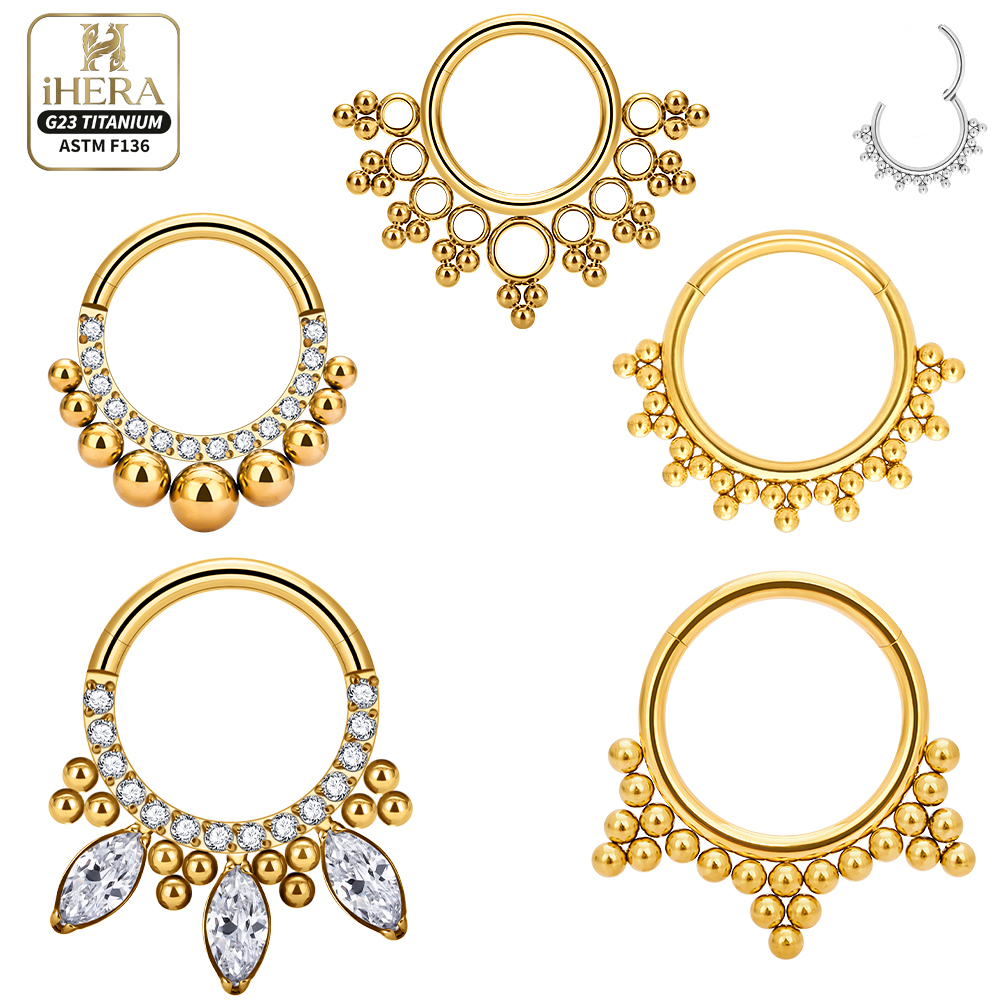 Septum Clicker Ring - ASTM F136 Titan Luxus CZ Eingelegter