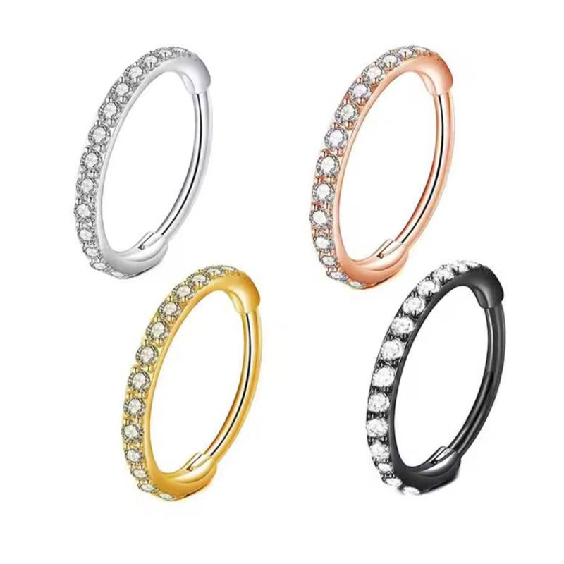 Septum Clicker Ring - 16G Klarer CZ Nasenring Hoop aus