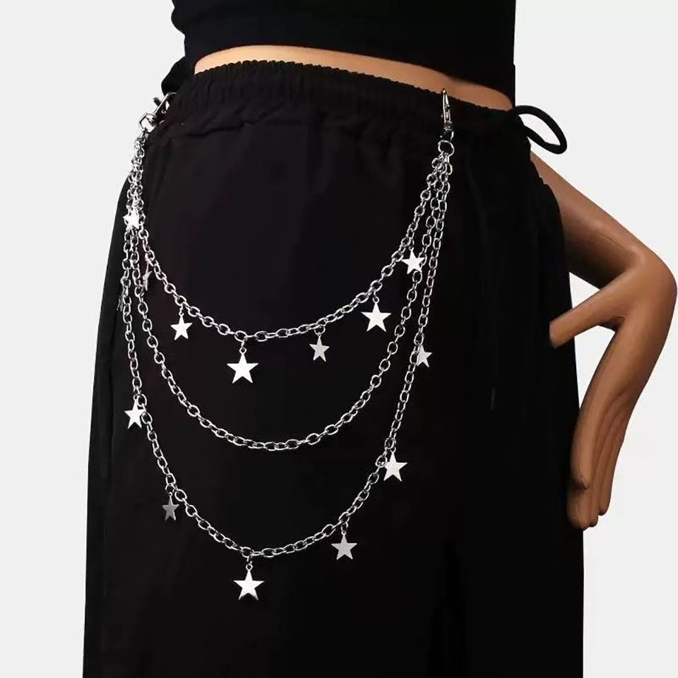 Body Jewelry Outfit - Sexy Y2K Mehrlagiger Stern-Hängeketten-Gürtel Punk Goth