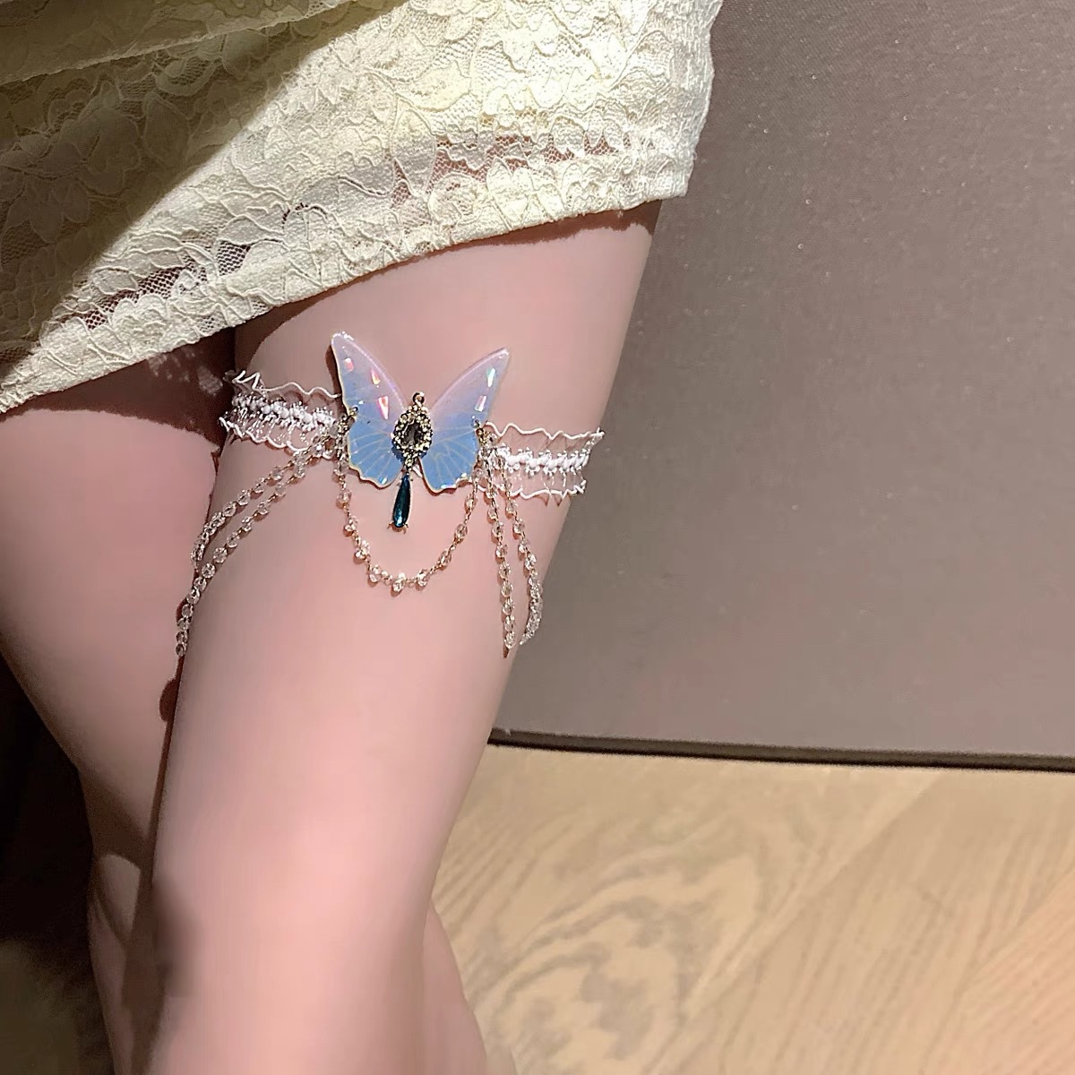 Body Jewelry Outfit - Modische Schmetterlings muster elastische Spitze Bein