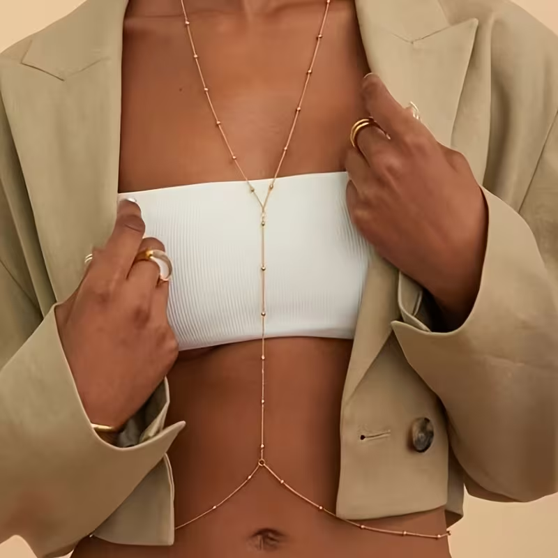 Body Jewelry Beach - Modische Einfache Perlenkette Böhmische Damen-Körperkette Sexy