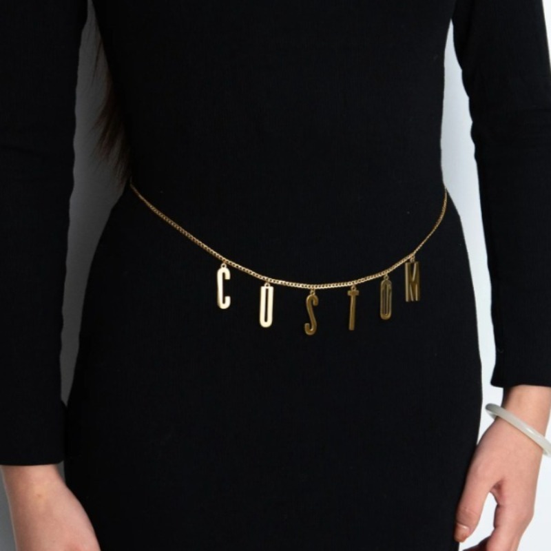 Body Jewelry Names - Personalisierte individuelle Namens-Taillenkette für Frauen, Edelstahl,