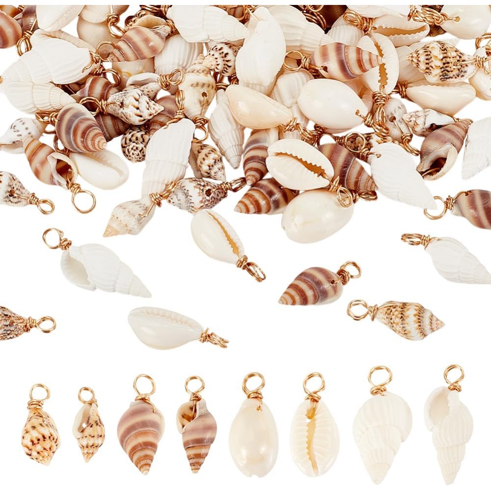 Body Jewelry Beach - 100 Stück 4 Stile natürliche Muschel-Charms-Anhänger