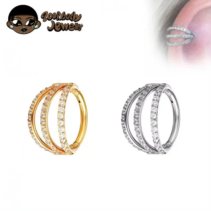 Septum Clicker Ring - G23 Titan-Nasenring mit Scharniersegment, drei Schichten,