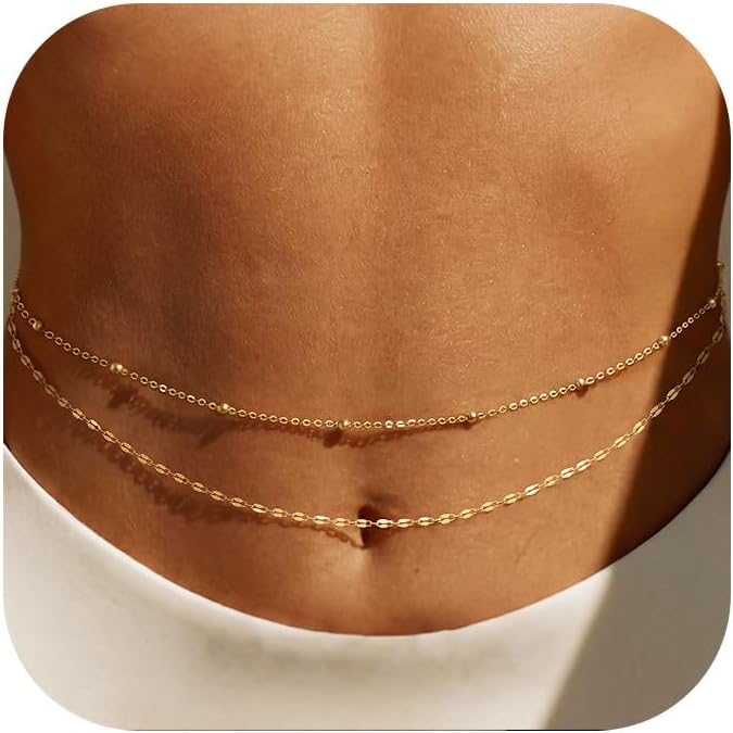 Body Jewelry Outfit - 14K Vergoldete Taillenkette für Damen, Mehrschichtige