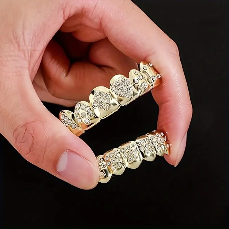 Body Jewelry Lot - 1 Satz goldene Poker-Zahnspangen – Hip-Hop-Zubehör