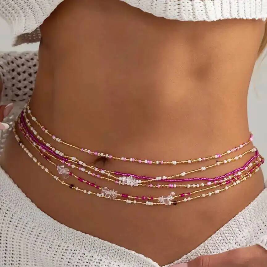 Body Jewelry Outfit - SHIXIN 6-teiliges Set Boho Bunte Reisperlen