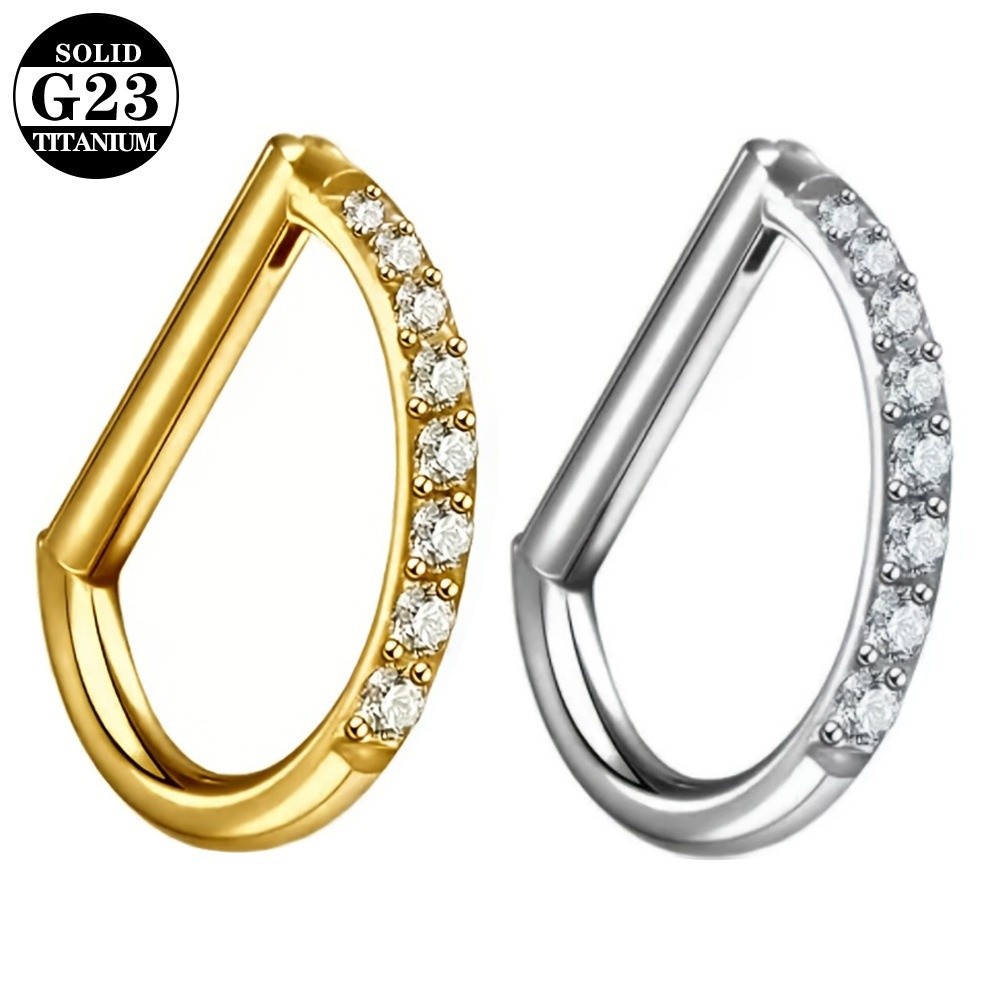 Septum Clicker Ring - ASTM F136 Titan Septum Ring CZ