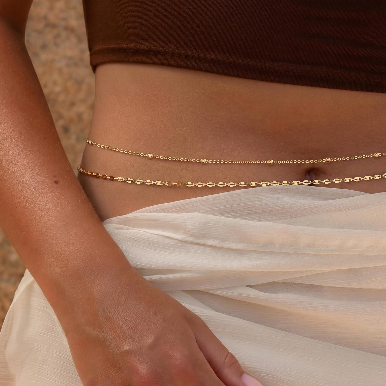 14K Vergoldete Taillenkette fü – Body Jewelry Outfit Bewertung und Preis